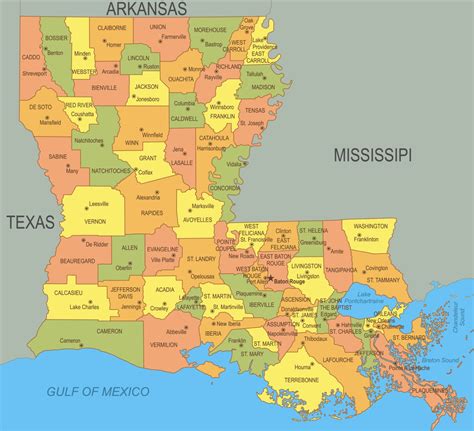 Map of Louisiana By Parish